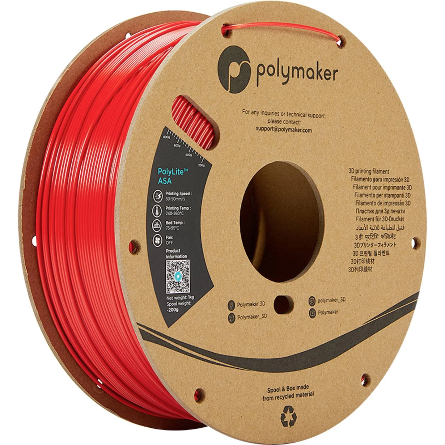 Polymaker PF01004 PolyLite™ ASA Filament – Rot – 1,75 mm – 1000 g Polymaker PF01004 PolyLite™ ASA Filament – Rot – 1,75 mm – 1000 g
