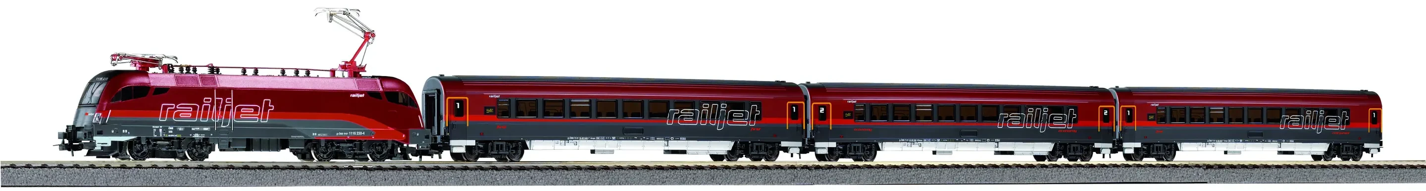 PIKO 57178 Start-Set mit Bettung Rail Jet der ÖBB, DC, Spur H0