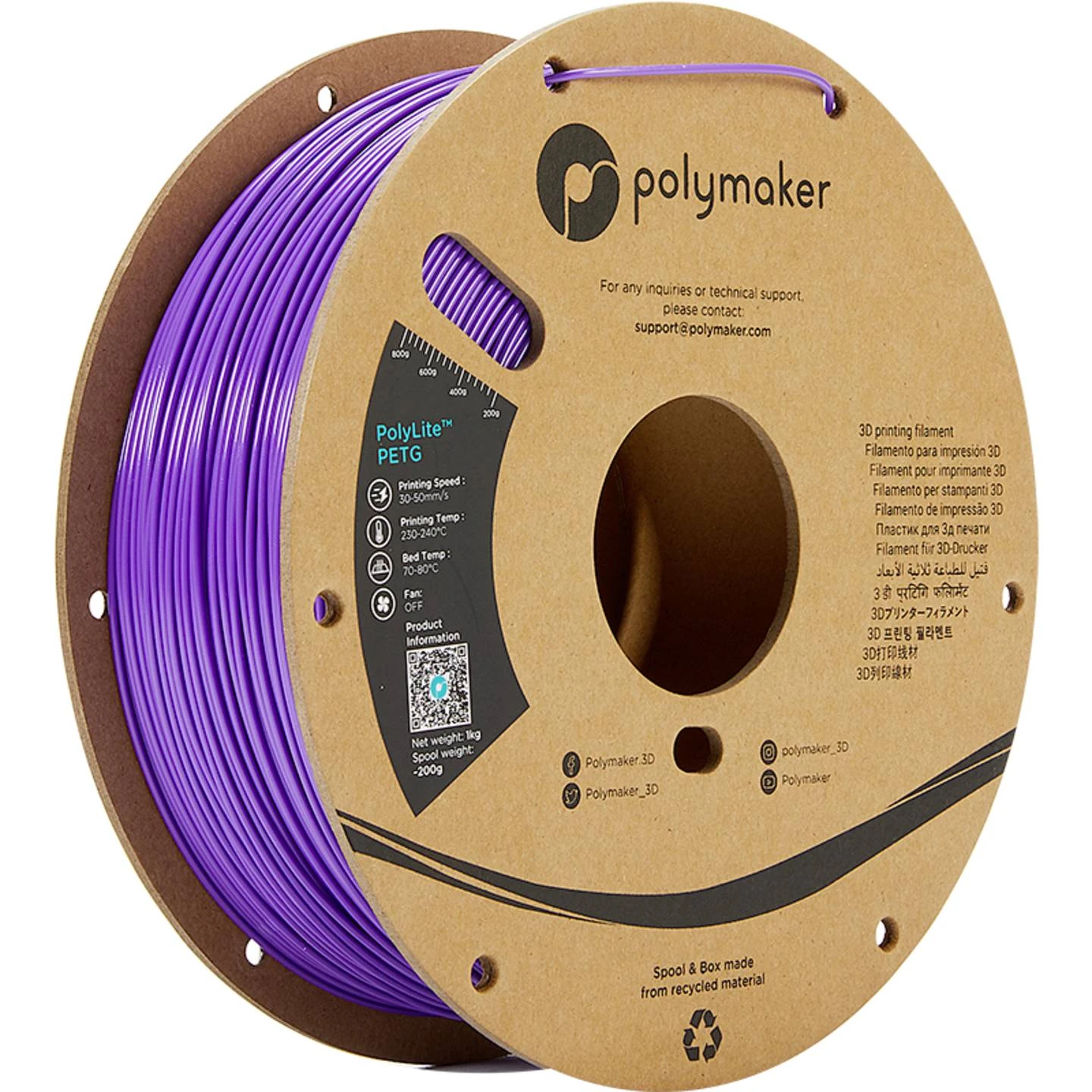 Polymaker PB01008 PolyLite PETG Filament – Lila – 1,75 mm