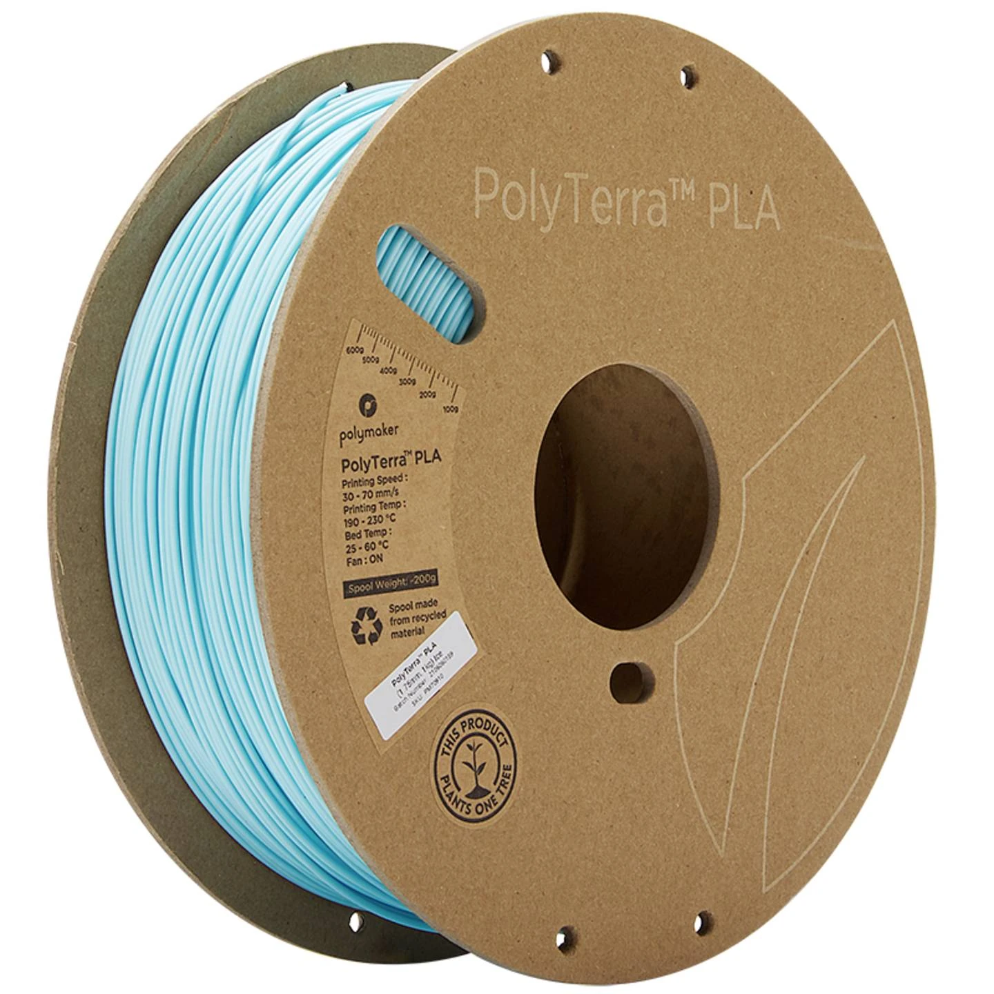 Polymaker 70910 PolyTerra PLA Filament – Eisblau – 1,75 mm – 1000 g