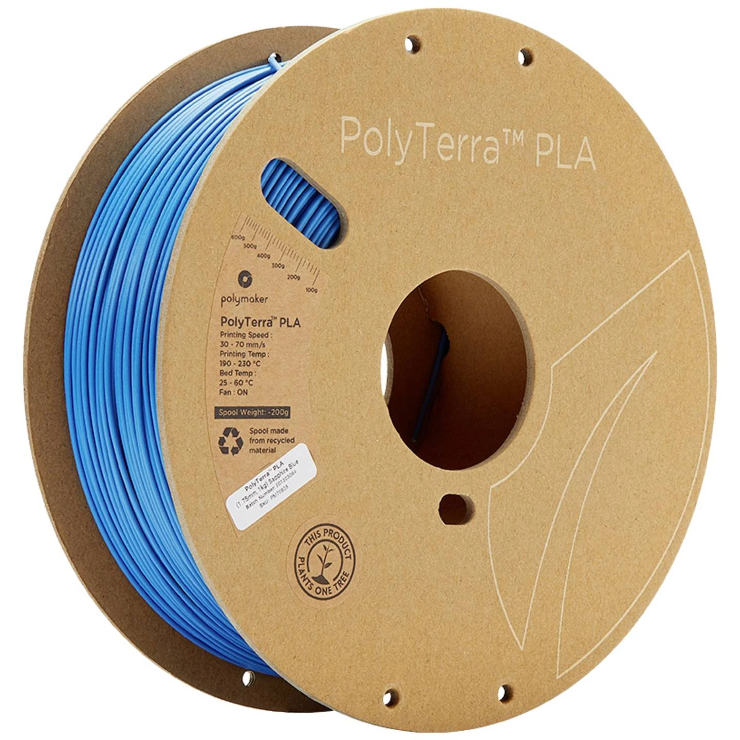 Polymaker 70828 PolyTerra™ PLA Filament – Saphirblau – 1,75 mm – 1000 g